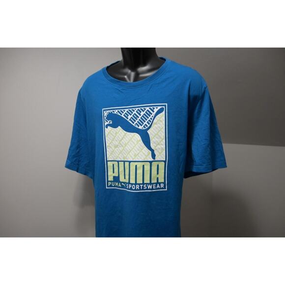 Puma Gym Shirt Graphic Performance Short Sleeve Blue Tee Mens Size 4XL - Picture 1 of 7